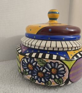 Studio Designworks Floral Geometric Ceramic Bowl with Lid
